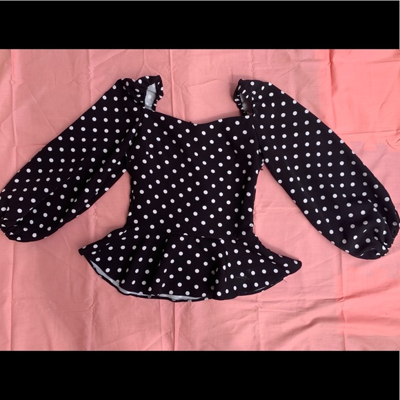 Polka-dot blouse with peplum - Picture 1 of 7